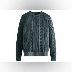 Kith 101 Tilden Crewneck Cable Knit Sweater, Size L, Infinite Grey